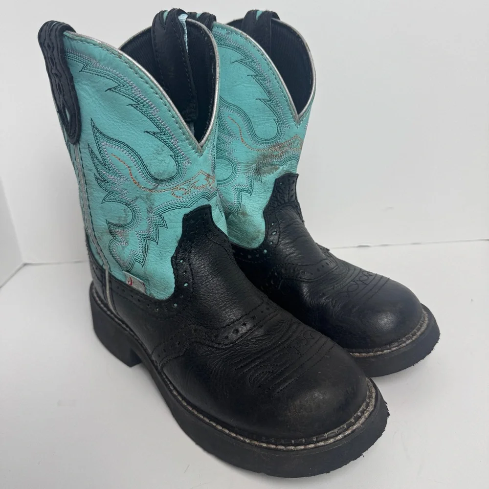 Justin Gypsy Turquoise Boots Girls Sz 6‎ 1/2 B